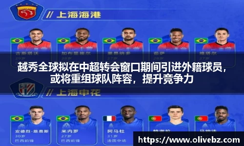 越秀全球拟在中超转会窗口期间引进外籍球员，或将重组球队阵容，提升竞争力
